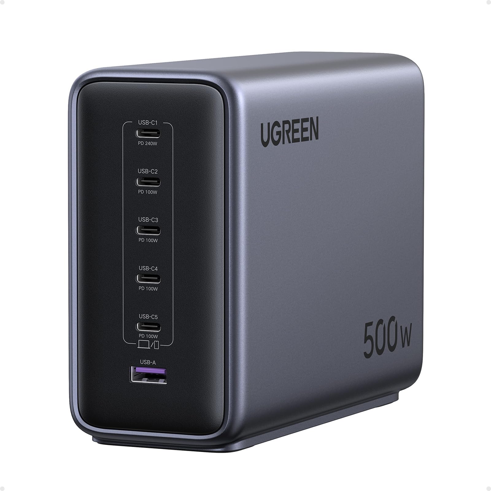 UGREEN Nexode 500W USB C Ladegerät 6-Port Netzteil GaN Ladestation PD 3.1 Desktop Charger Mehrfach kompatibel mit MacBook, iPad Pro/Air, iPhone 17-8 Serie, Galaxy S25-S22