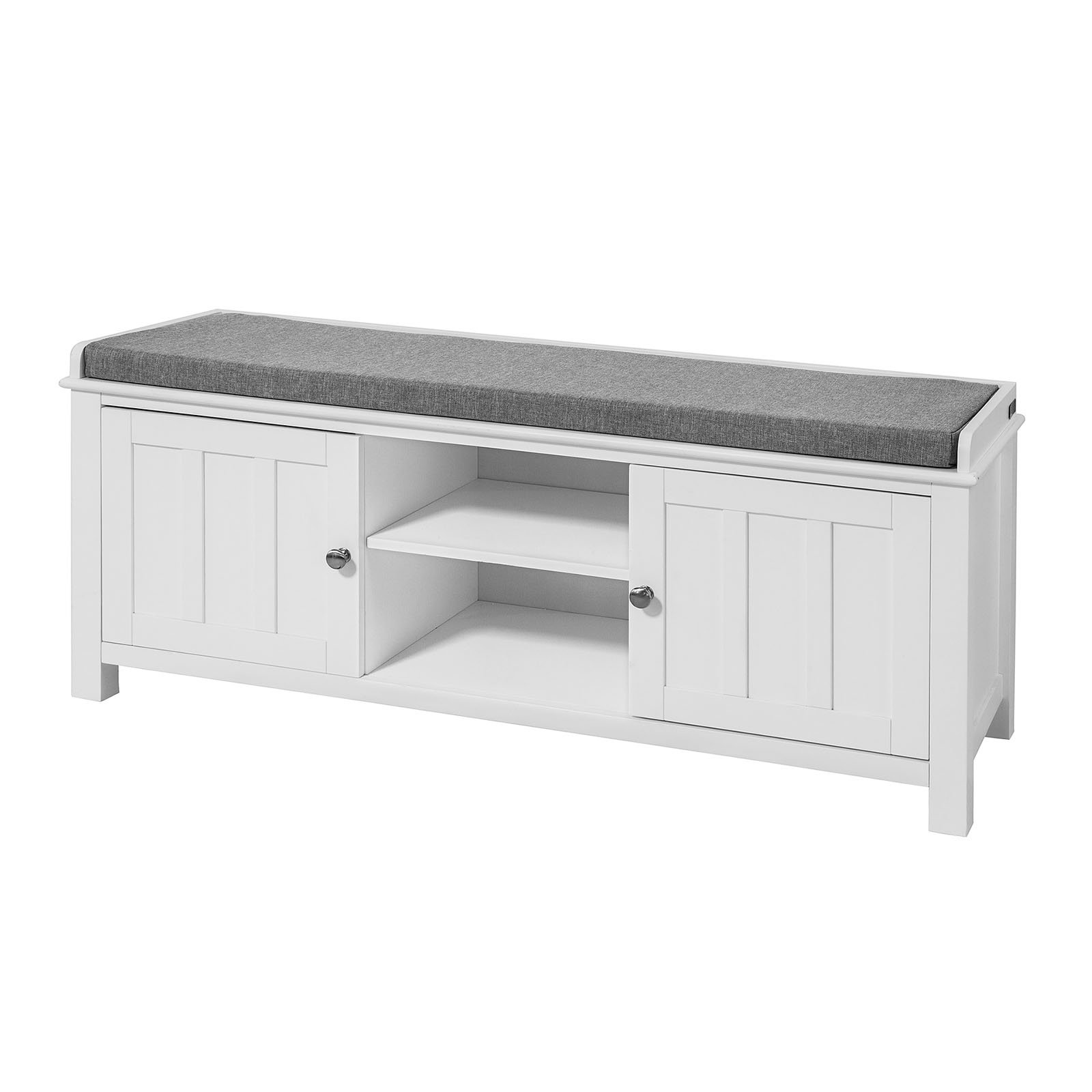 SoBuy® FSR35W, White Storage Bench with 2 Doors & Removable Seat