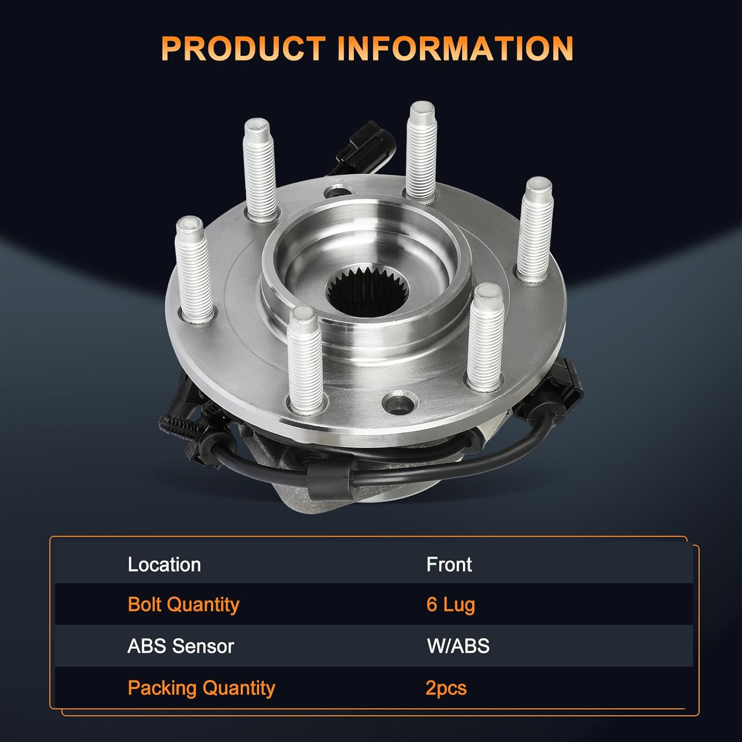 513188 Front wheel hub Assembly Fits for 2004-2005 for GMC for Envoy XUV 2002-2006 for GMC for Envoy XL 2002-2006 for Chevrolet for Trailblazer EXT 6 Lugs/ABS -2pcs