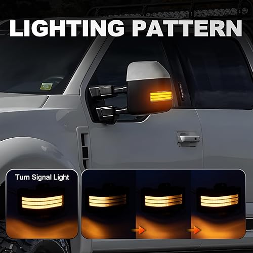 Miniatura 3 de Aexploer Espejo de remolque lateral, luces LED compatibles con F150, F250, F350, F450, 2015-2022, blanco diurno y amarillo Dynmaic Sequential Blink