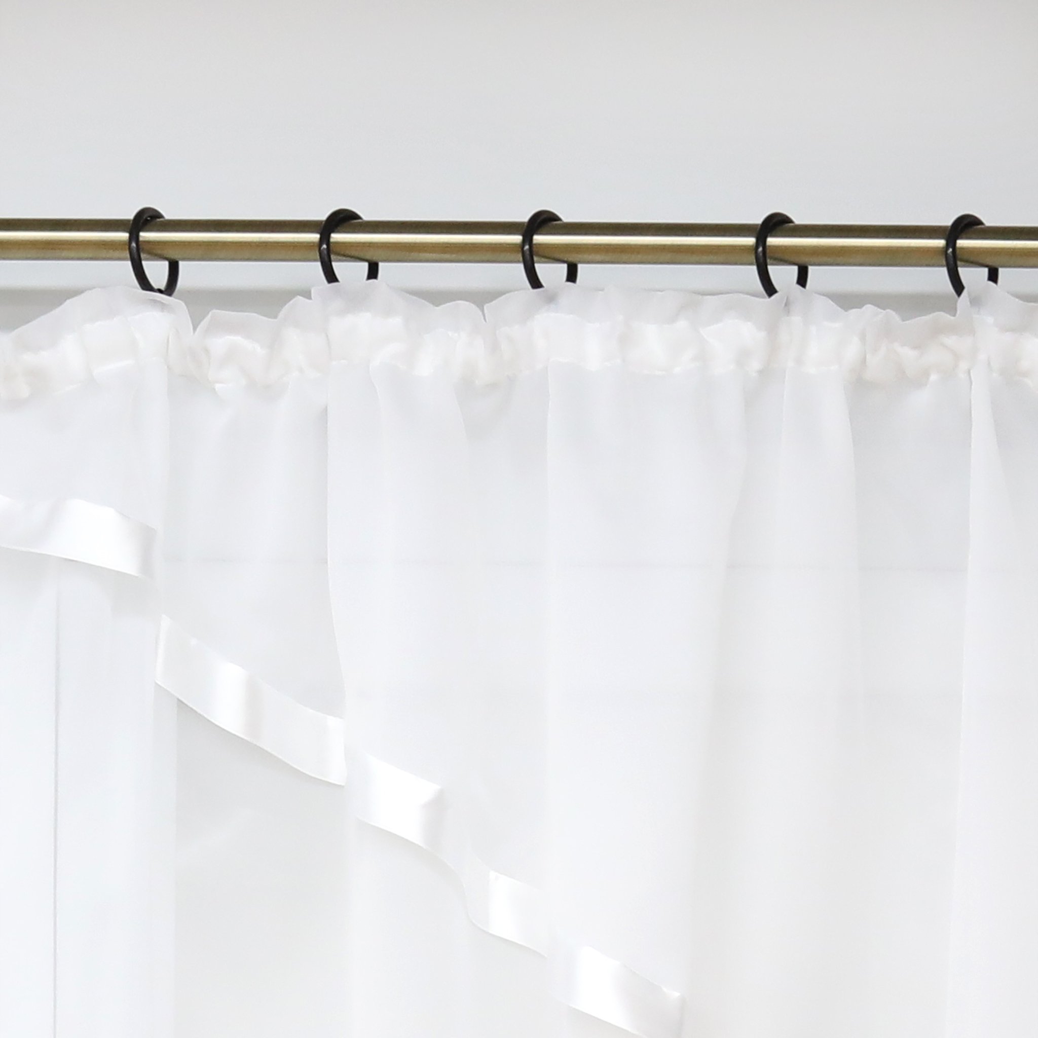 ESLIR Scheibengardine mit Kräuselband Gardinen Küche Voile Weiß 120x450 | Bistrogardinen, Transparent, Stores Vorhänge mit Satinband, 1 Stück, Fenstergardinen modern, Wohnzimmer, Küchengardinen