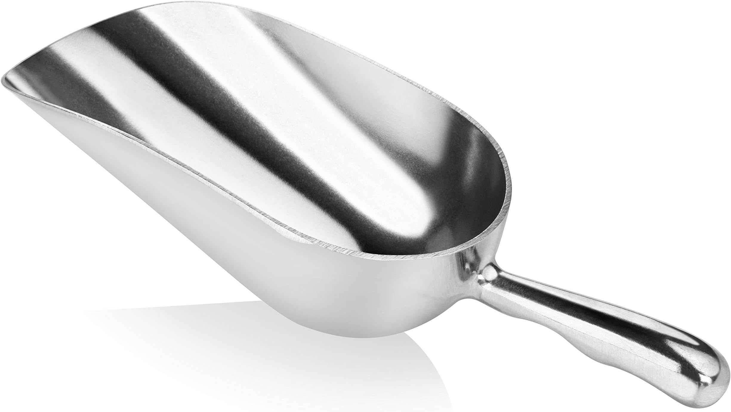34523 One-Piece Cast Aluminum Round Bottom Bar Ice Flour Utility Scoop, 12-Ounce, Silver