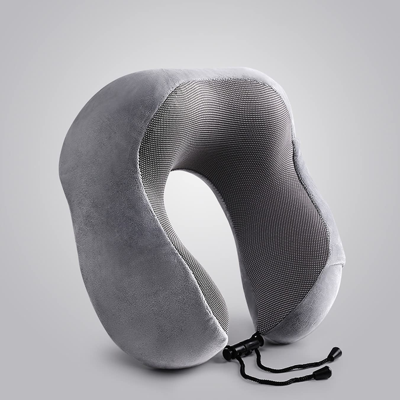 wolpin Travel Neck Pillow Memory Foam Rest Cushion Support for Travel Flight, Car, Train, Airplane Sleeping Neck Pillow for Men and Women (Grey)-image-25