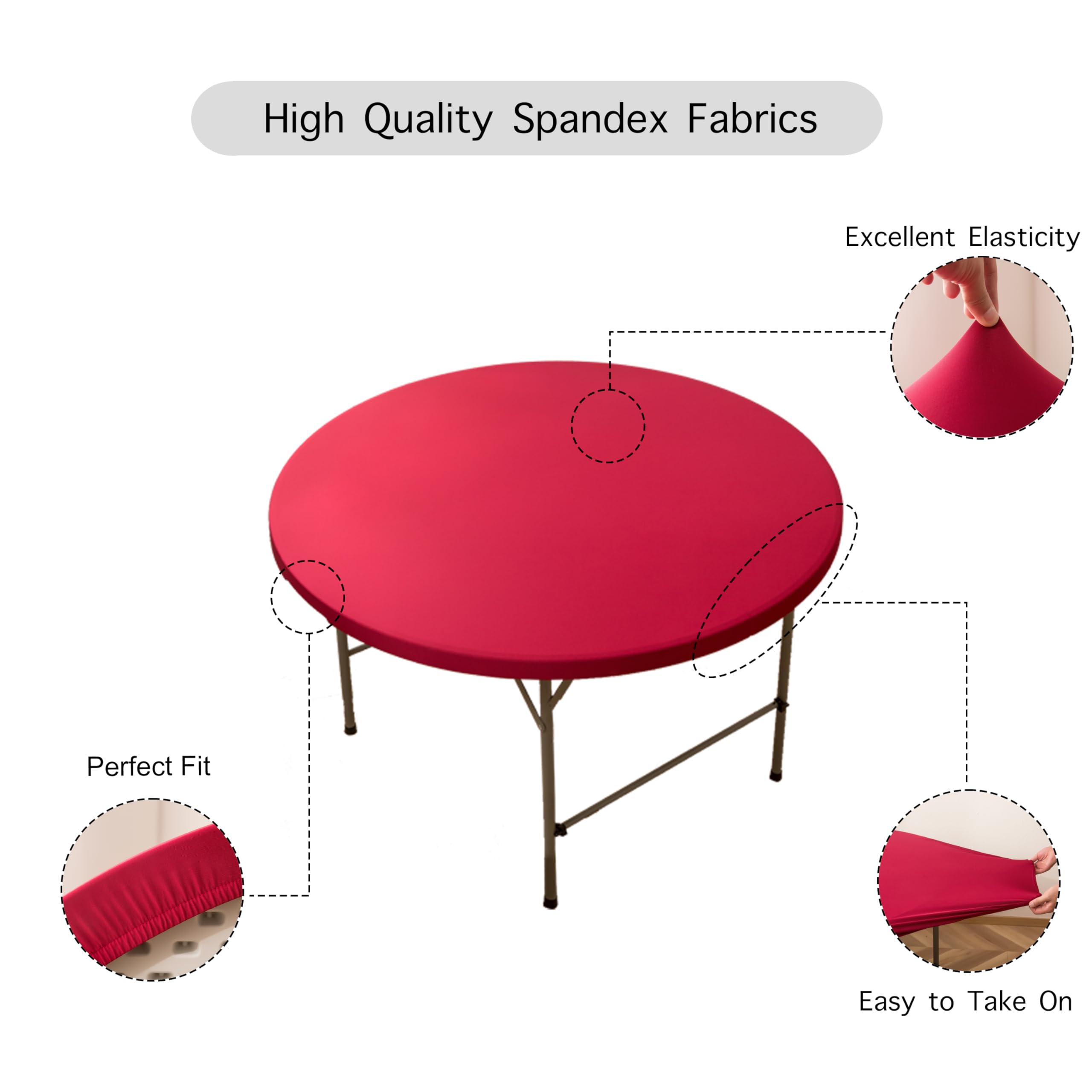 Table Ronde Blanche Outpain Lot De 8 Nappes Rondes Blanches En élasthanne Pour Tables De 182,9 Cm, Extensibles Et Ajustées, Pour Fête De Mariage, Infroissables Et Lavables, En Polyester, Pour Fêtes En