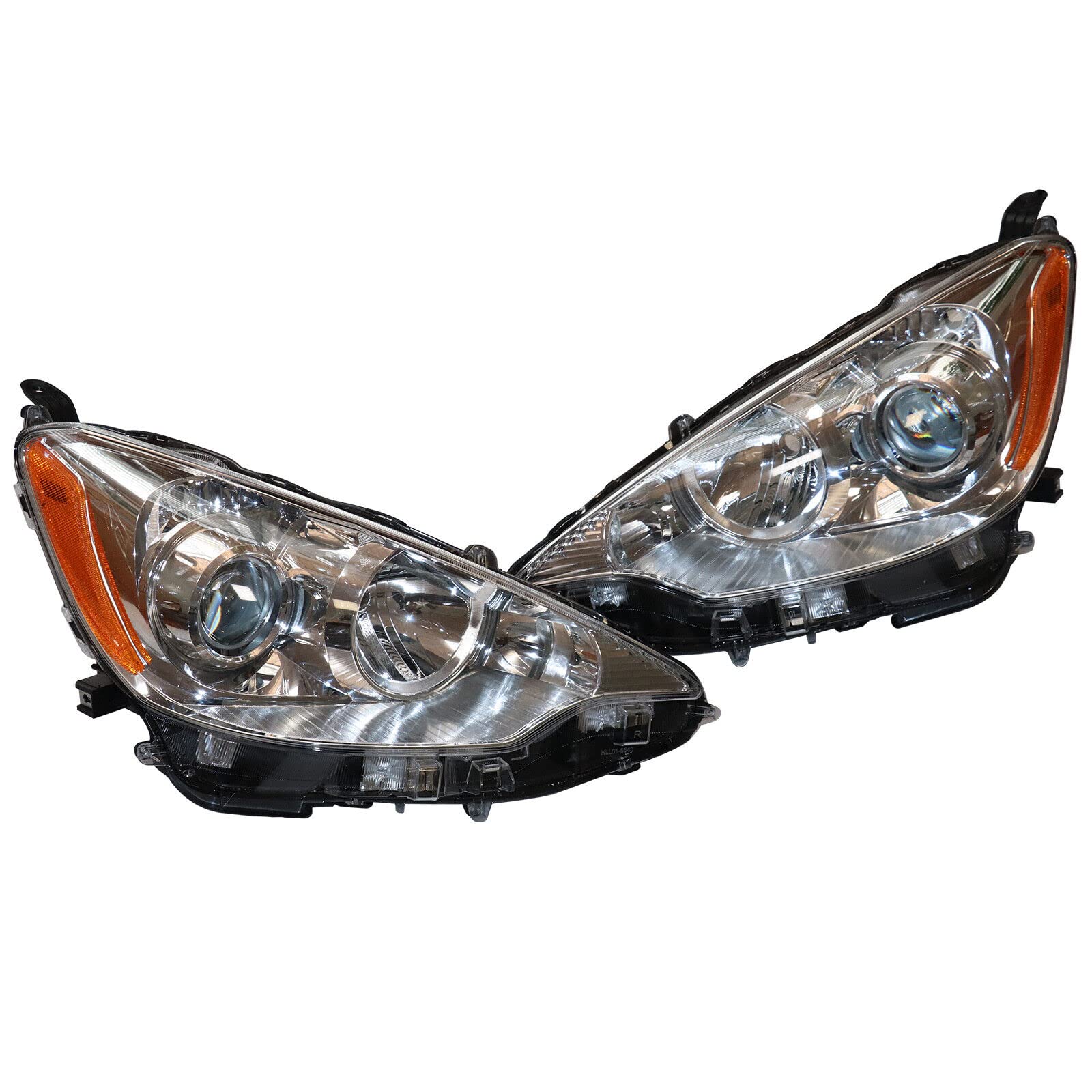 Halogen Headlights Front Lamp, 8111052E81, 8115052E81 Headlamp Assembly, for 2012 2013 2014 Toyota Prius C (Driver + Passenger Side)