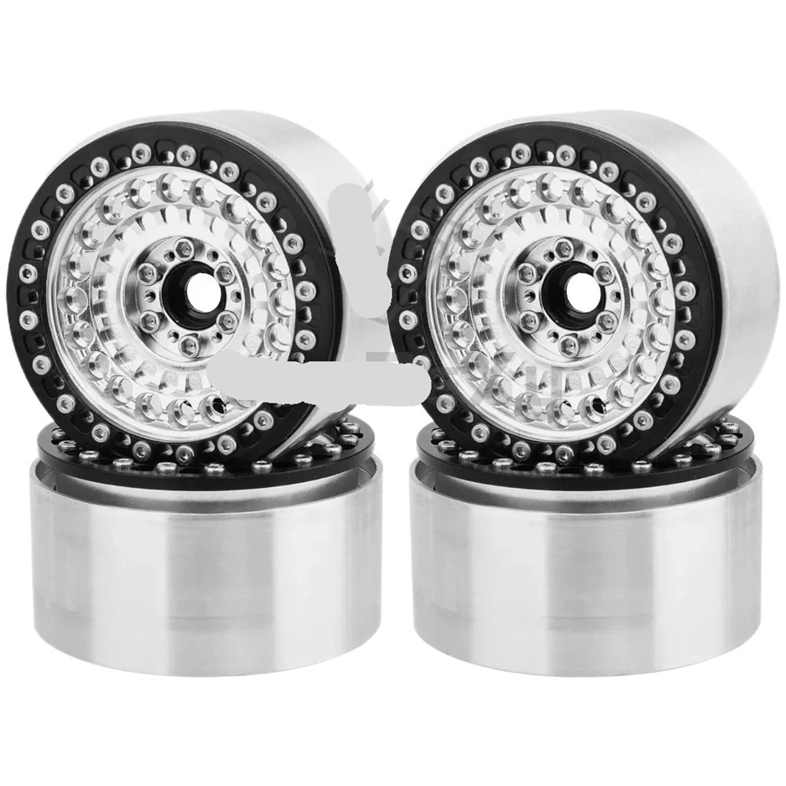 1/4pcs Metal Alloy 2.2 inch Beadlock Wheel Rims Hubs for Axial Wraith 90048 TRX-4 TRX-6 1/10 RC Crawler Car Upgrade Parts(Silver 4PCS)