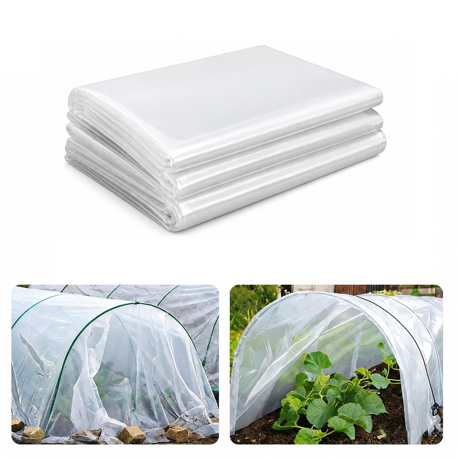2*3M Polythene Sheeting, Greenhouse Plastic Sheeting Can Effectively Prevent Wind, Water, Dust, Tear Resistant. Multi Purpose Clear Plastic Sheet for Horticulture, Agriculture, Construction, Furniture