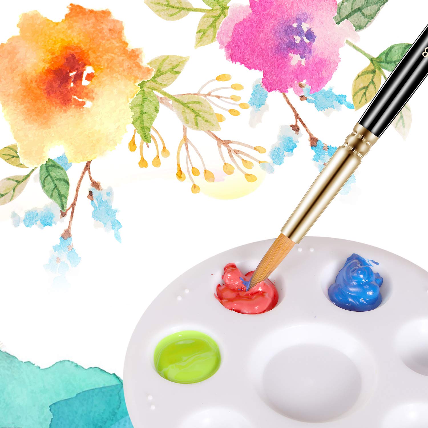12 Pennelli Per Dettagli E Pittura Fine - Manici Neri, Setole Morbide Per Acrilico, Olio E Acquerello, Numerati Dall'1 Al 12 - 5