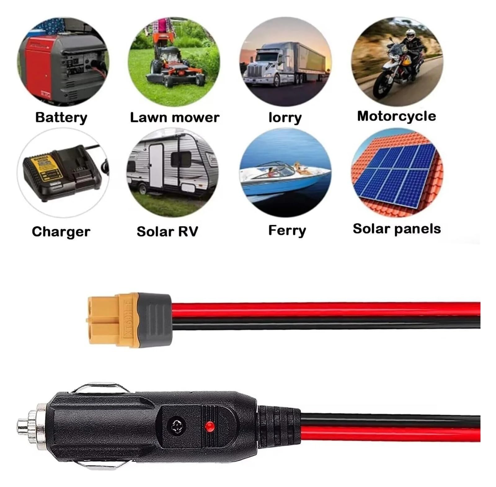 XT60 - Cable de carga para encendedor de cigarrillos de 14 AWG 12 V 24 V para estación de energía (3 m)