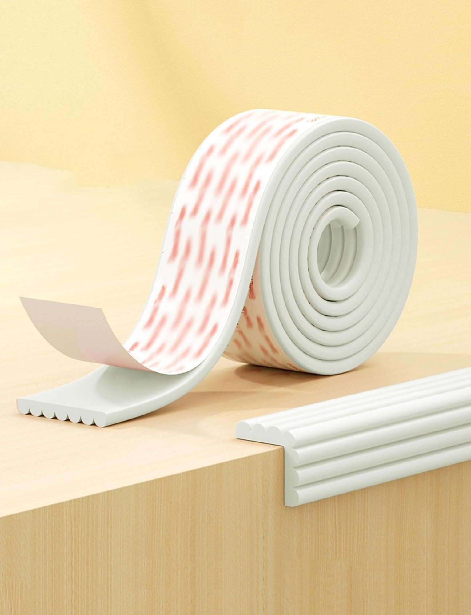 Extra Wide 8cm Foam Furniture Edging Tape, Edge Protector Stick Flatbed for Cabinet, Bedroom, Bedside Edge Guards Bumper Cushion and Bunk Bed Steps(Beige,Length 2 meter)