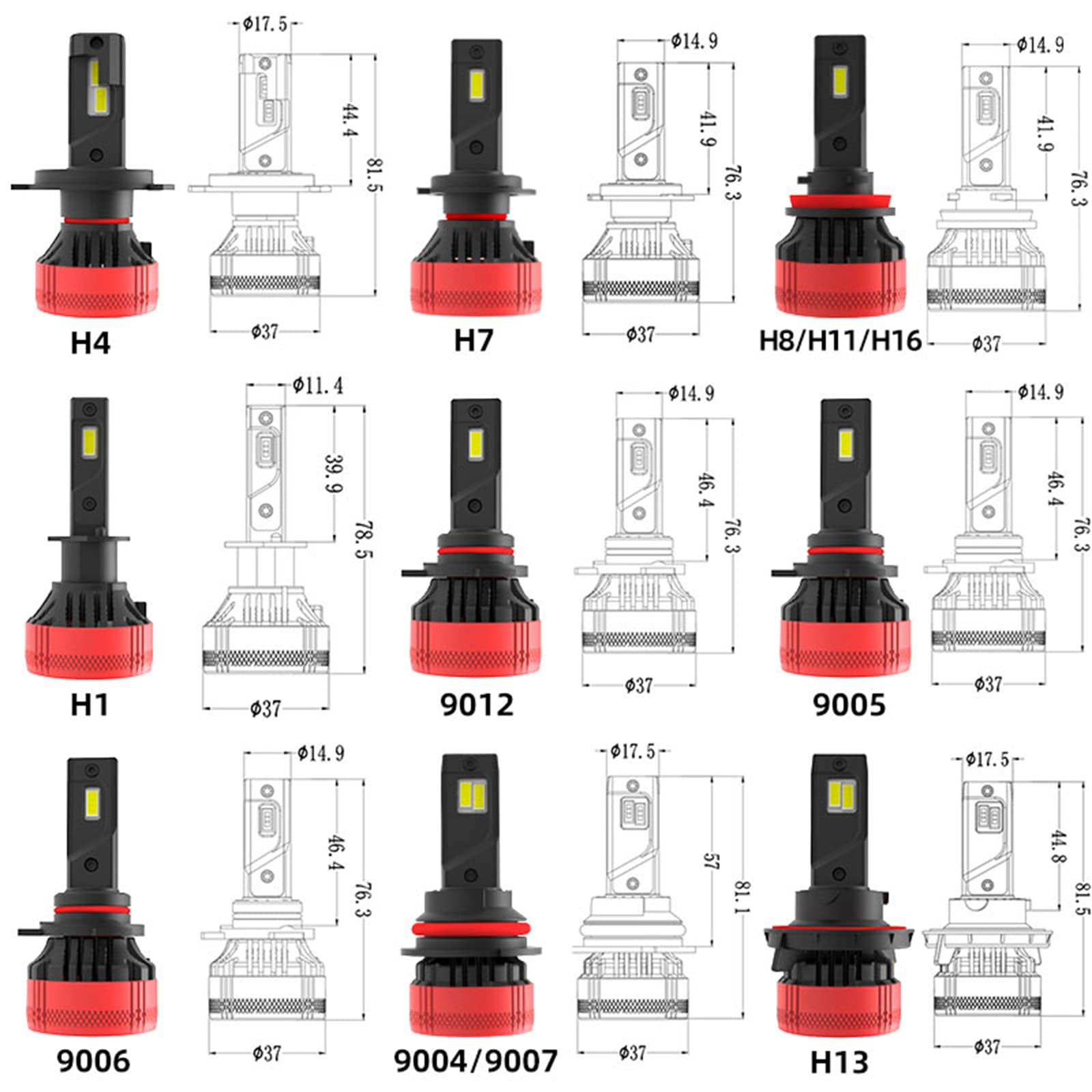 Bombillas LED Para Faros Delanteros, 20000 Lúmenes, 110 W, Bombillas LED De Haz Bajo, Kit De Bombillas De Repuesto Para Faros Delanteros Plug-And-Play, Paquete De 2,H4