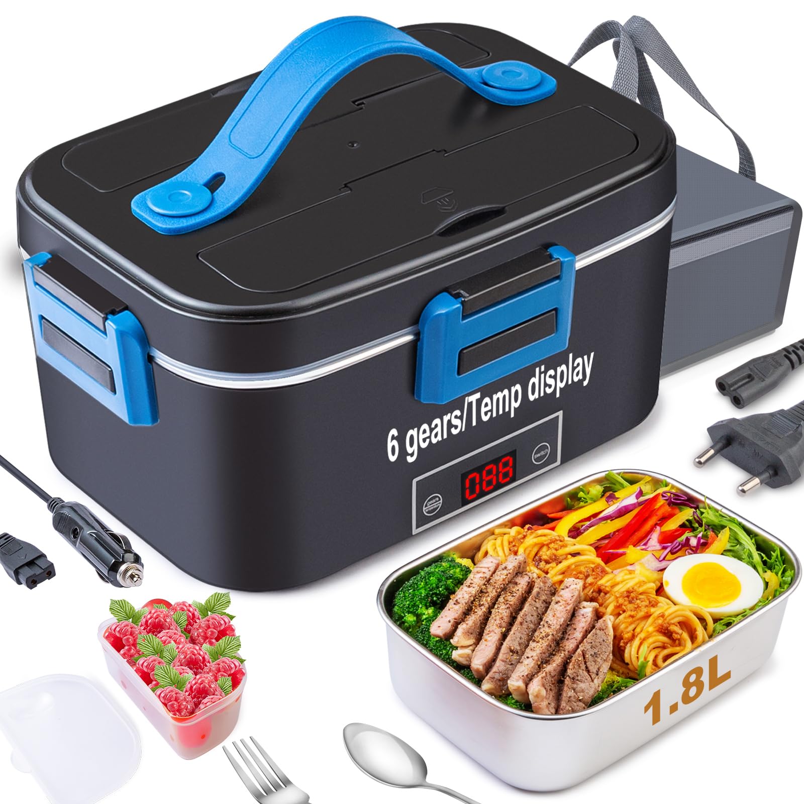 Elektrische Lunchbox mit Anzeige Temperatur 100W, 1,8L 12/24/230V