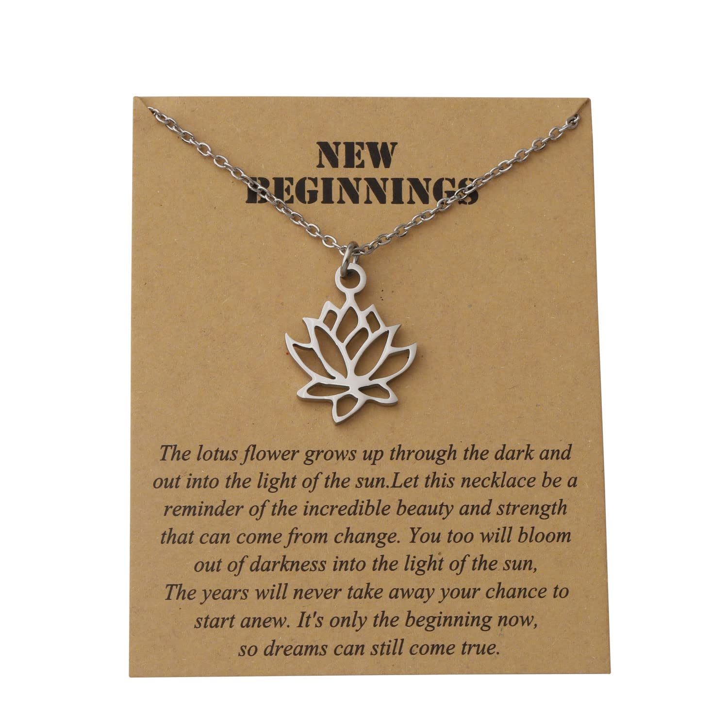 bobaunaYoga Lotus Flower Aum Om Ohm Sanskrit Symbol Pendant Necklace Spiritual Jewelry Inspirational Gift Gift