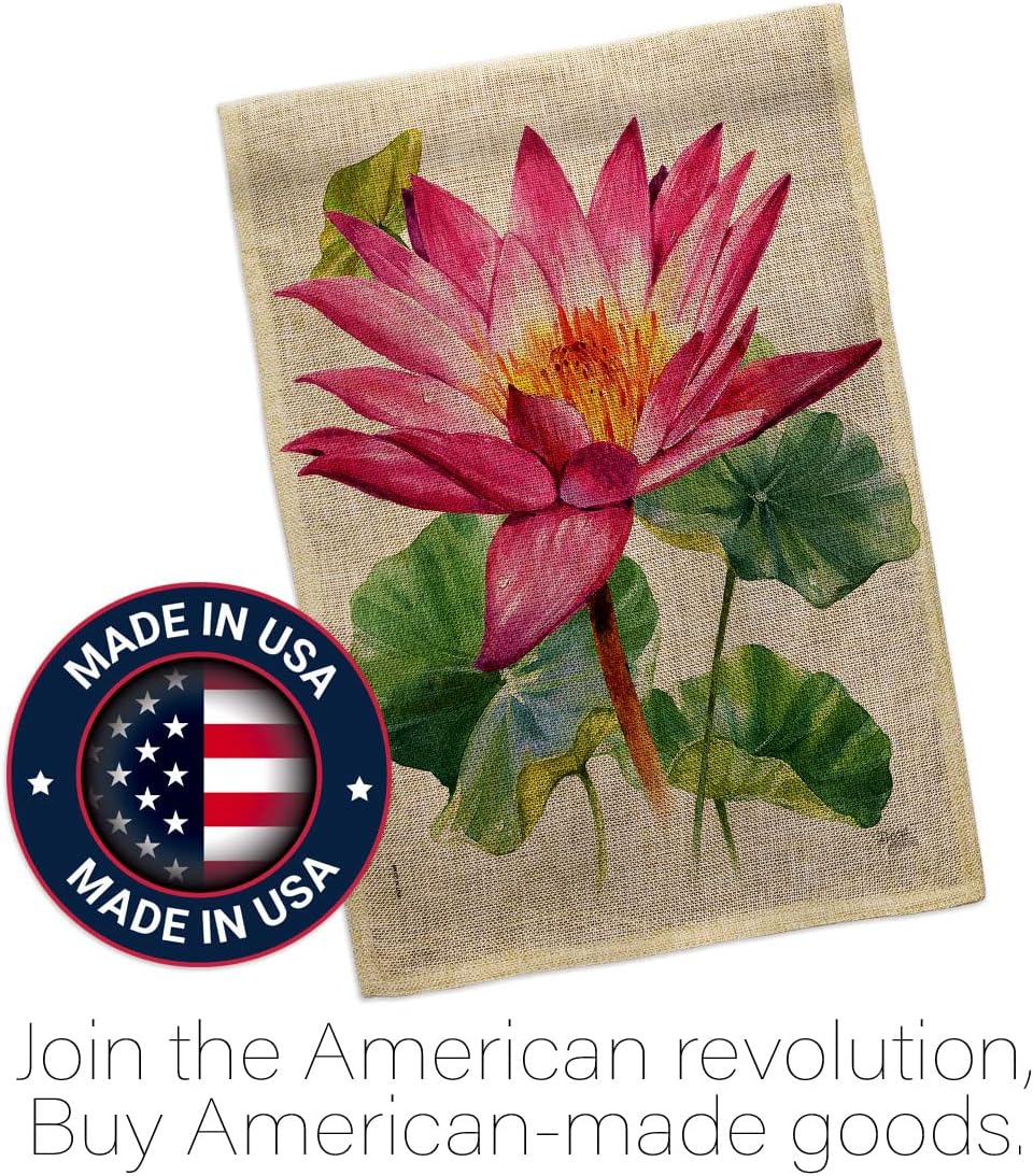 Breeze Decor Lotus Burlap House Flag Garden Floral Sunflower Tulip Rose Orchid Lilies Season Springtime Flower Wreath Decoration Banner Small Yard Gift Double-Sided, Made in USA