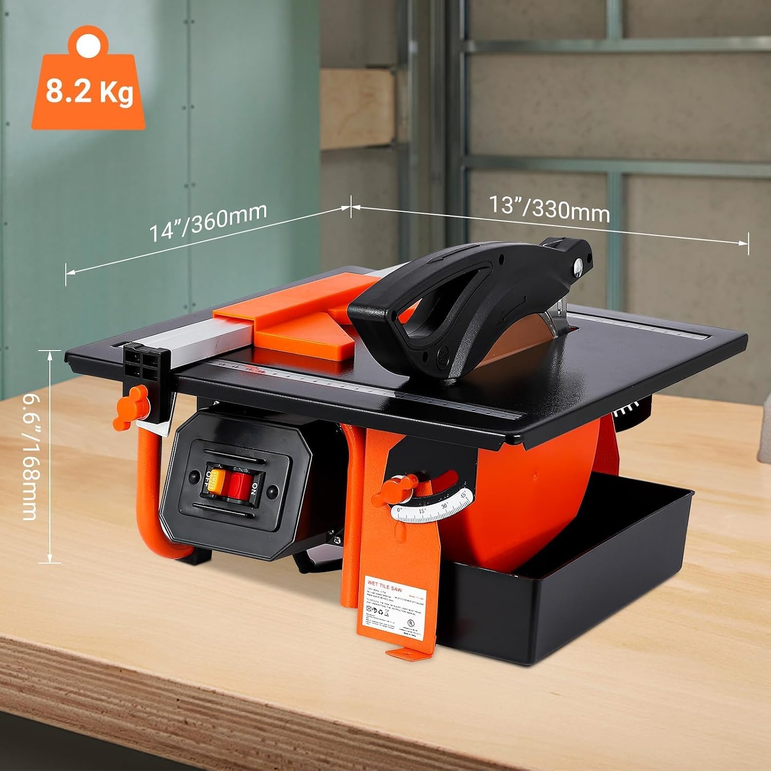 Takywep 7 inch Wet Tile Saw, 3450 RPM, Bevel cuts tile from photo 2