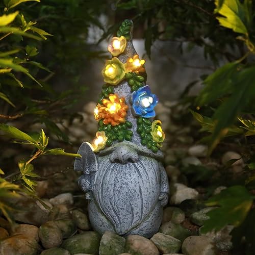Miniatura 1 de FOXMIS Estatuas solares de gnomos para decoración de jardín, adornos de gnomos de jardín pintados a mano para el hogar, interiores o exteriores,