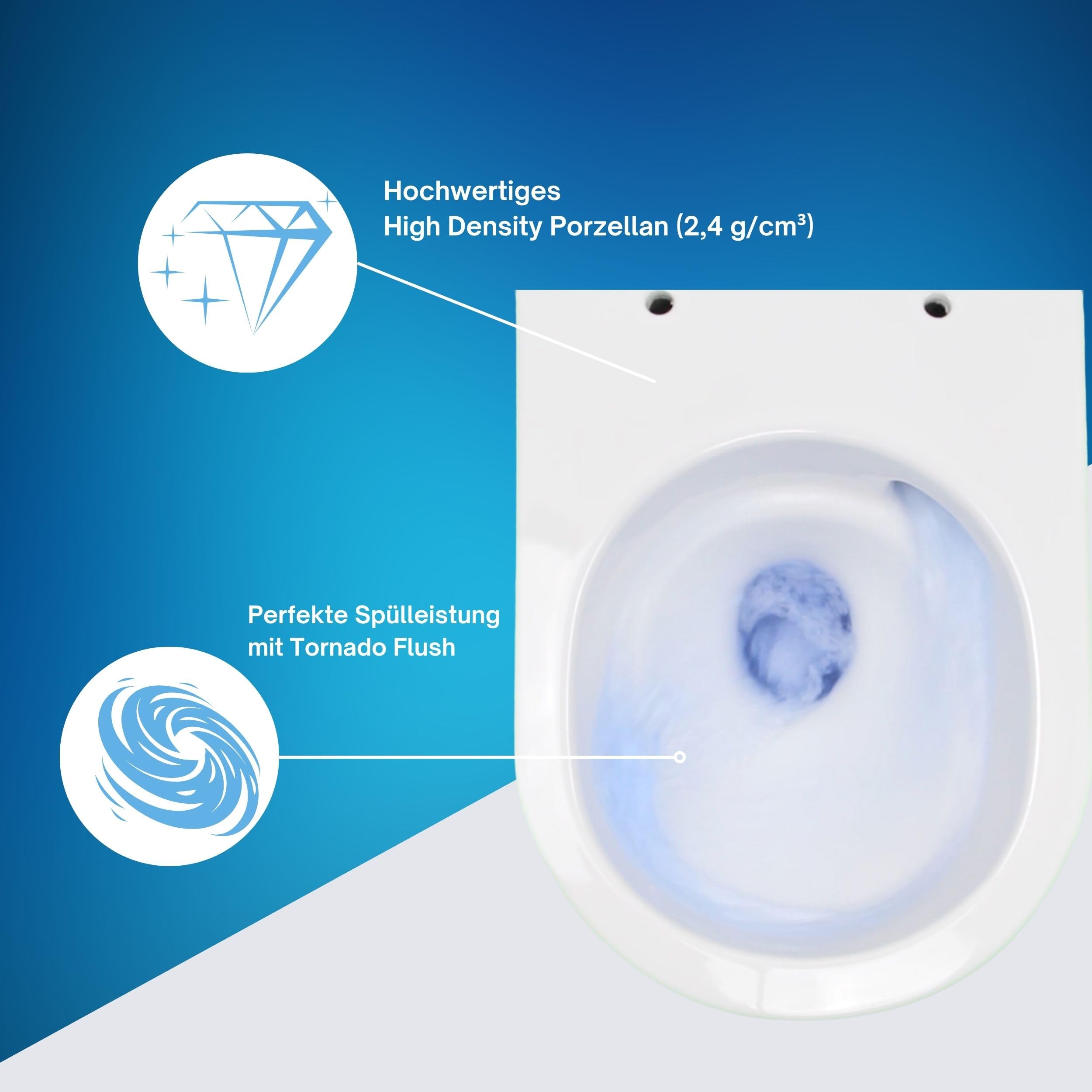Whirlflush Tornado Soho 3.0 WC suspendu sans bord | Super blanc, nano-revêtement pour la propreté | Silencieux et hygiénique | Siège Duroplast SoftClose