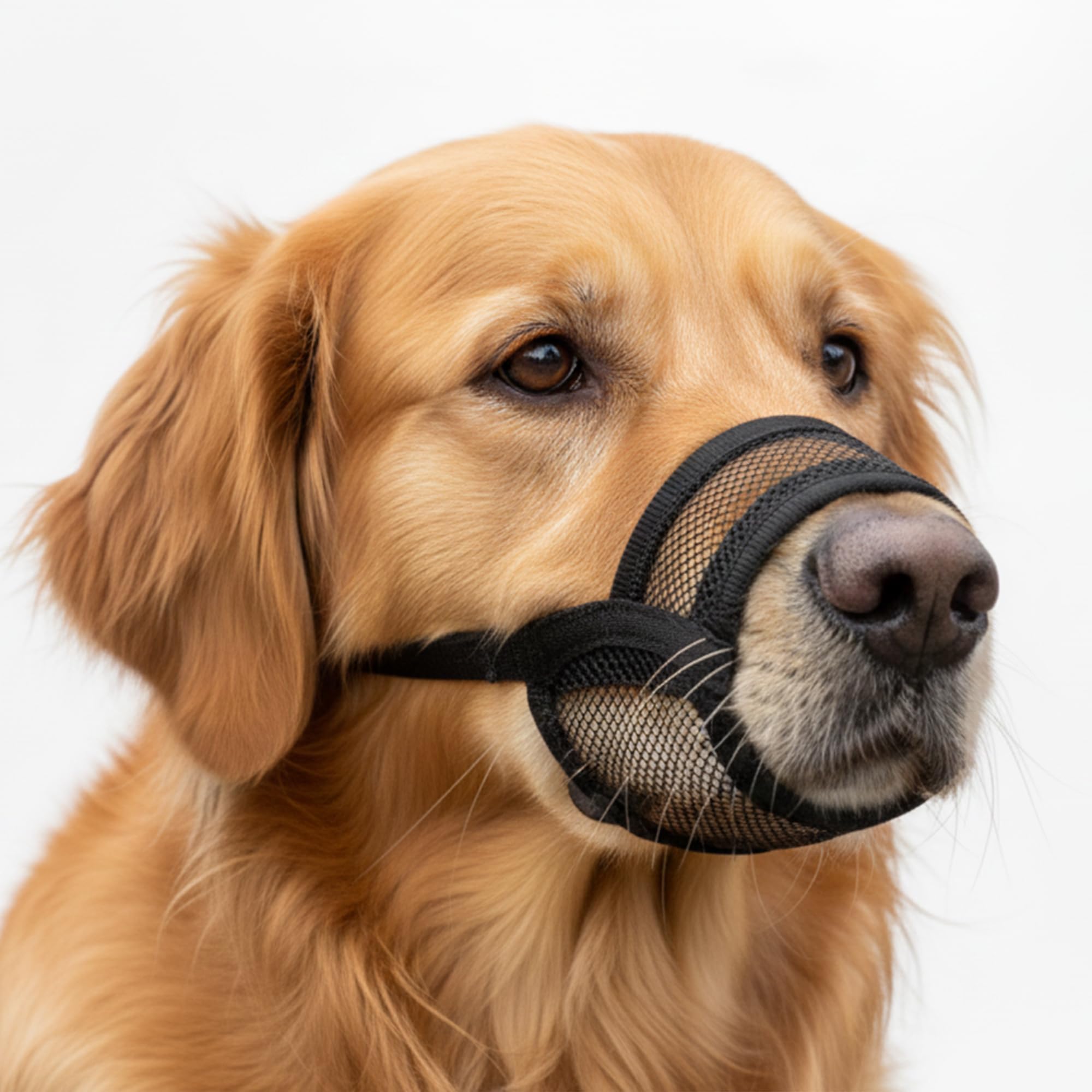 Dog Muzzle for Large Dogs – Breathable Air Mesh Muzzle for Large Sized Dog | Mussels for Dogs Grooming | Muzzles to Prevent Biting Barking Chewing | Allows Panting and Drinking