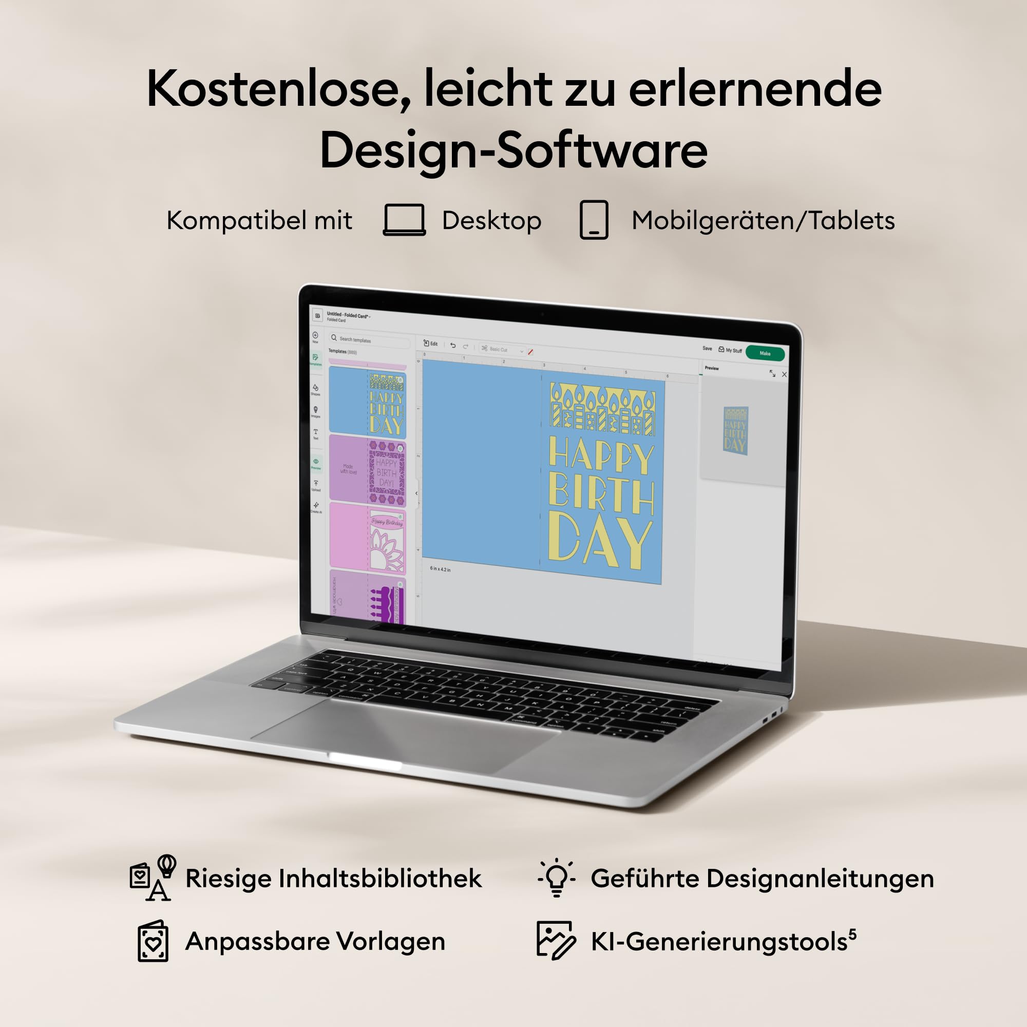 Cricut Joy™ 2 Deluxe Bundle + Digitale Inhalte. Intelligente kompakte Schneidemaschine – perfekt für Projekte wie individuelle Karten, einfache Aufkleber & Etiketten