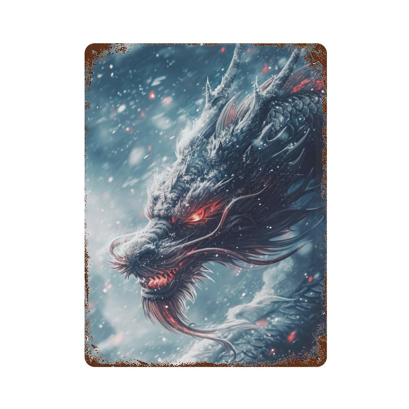 Garage Style Legendary Ice Dragon Decorative Tin Sign 15.7"x11.8", Farmhouse Wall Decor for Bar And Workshop