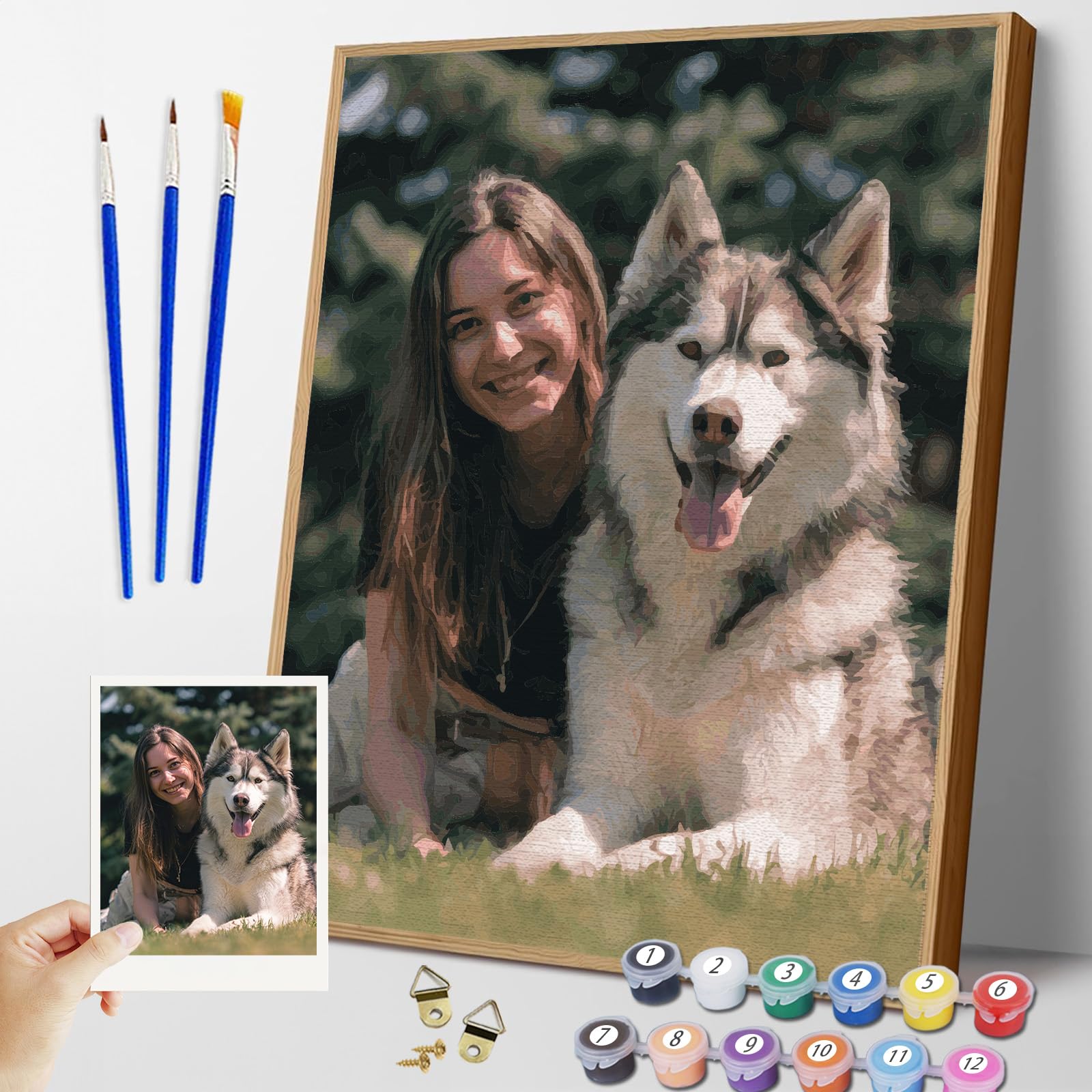 Takuno Personalised Paint by Numbers Kit for Adults Beginner Custom Canvases for Painting Framed Oil Painting Kit from Photo Gift for Birthday Valentine Parent Friend Lover(40x40 cm) — image 1