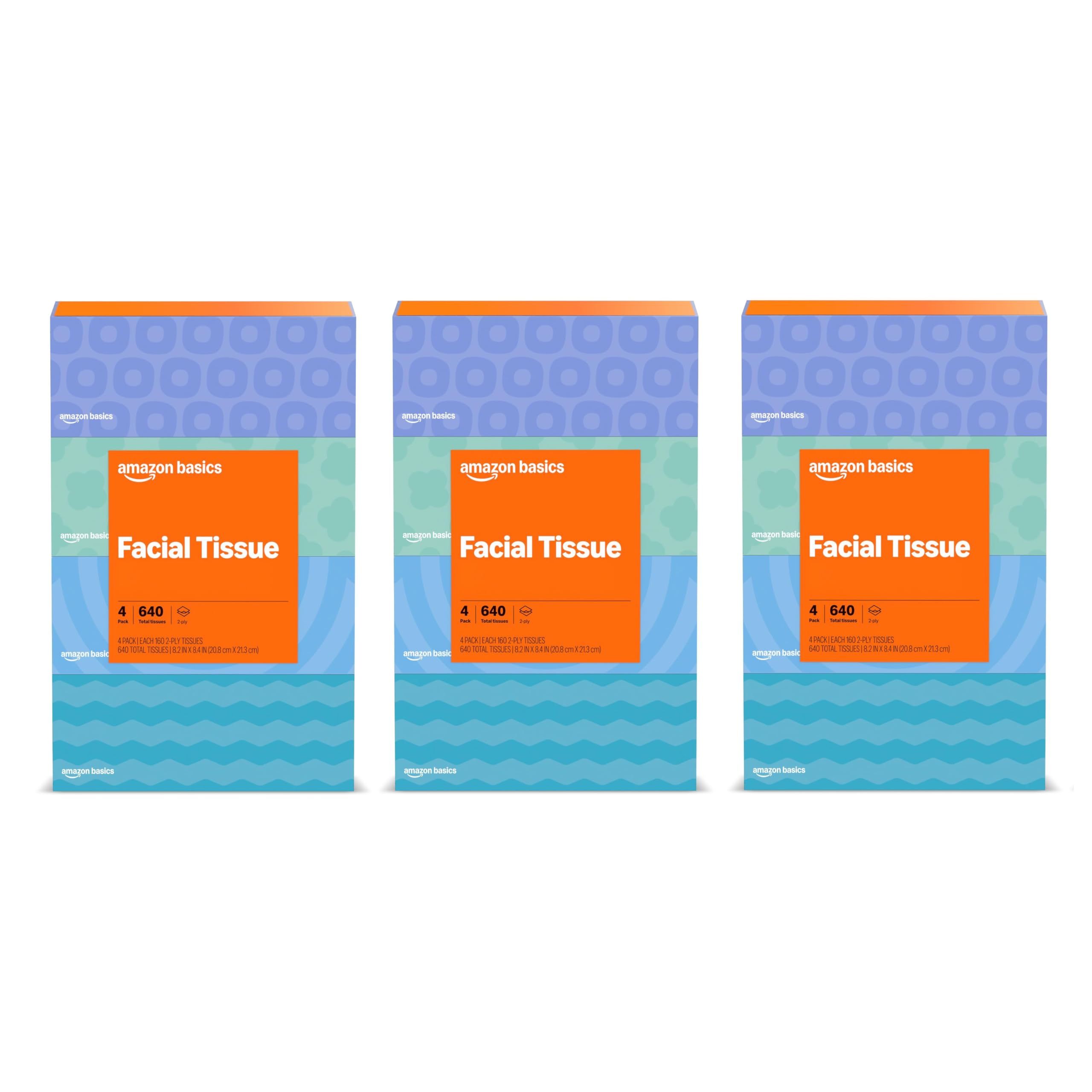 Amazon Basics Facial Tissue, 2-Ply, 1920 Count, 12 Packs of 160, Packaging May Vary