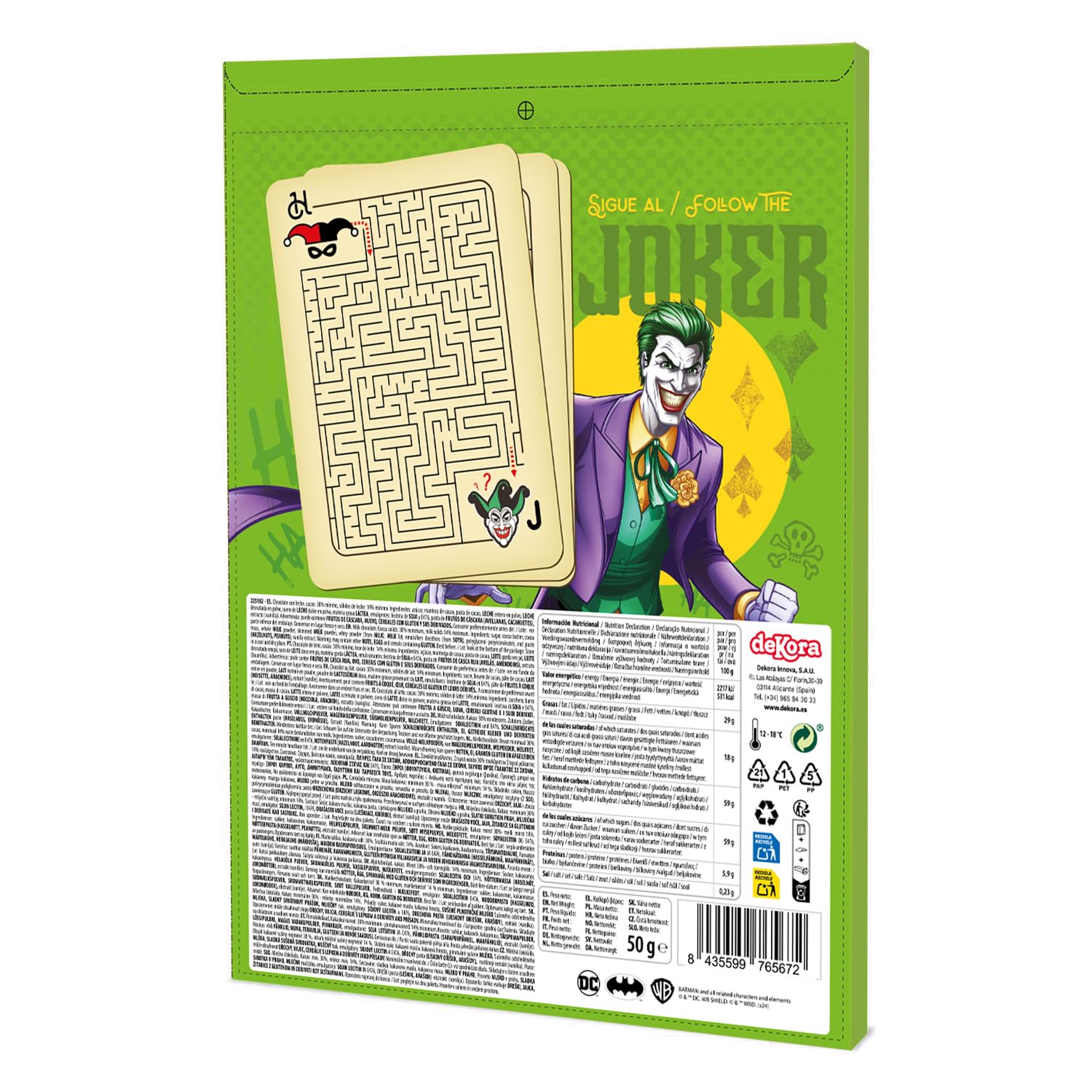 Calendario de Adviento Joker y Harley Quinn 24 Chocolatinas 50g Chocolate con Leche Navidad