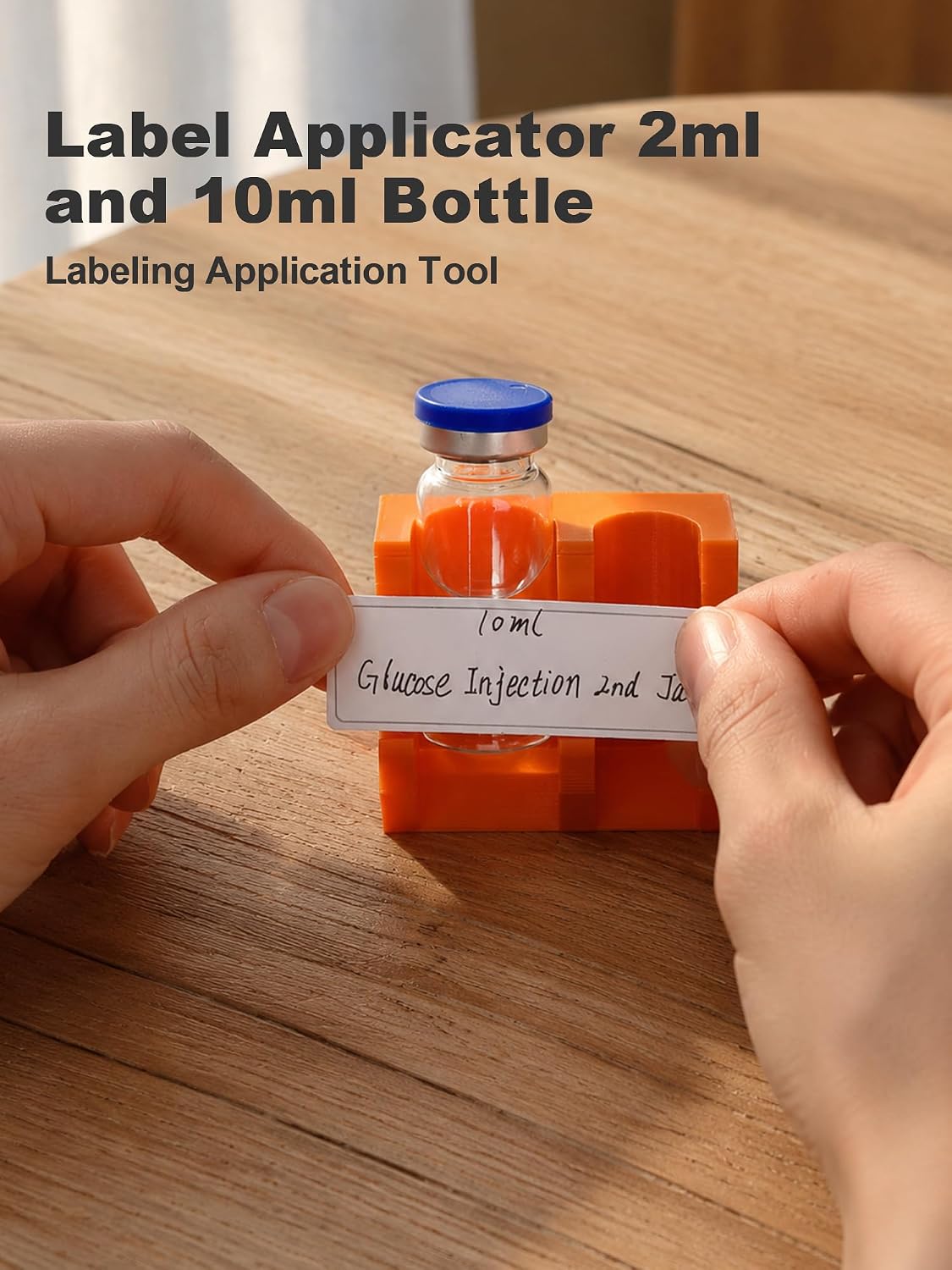 Peptide Vial Label Applicator for 2ml/3ml & 5ml/10ml Vials, Orange
