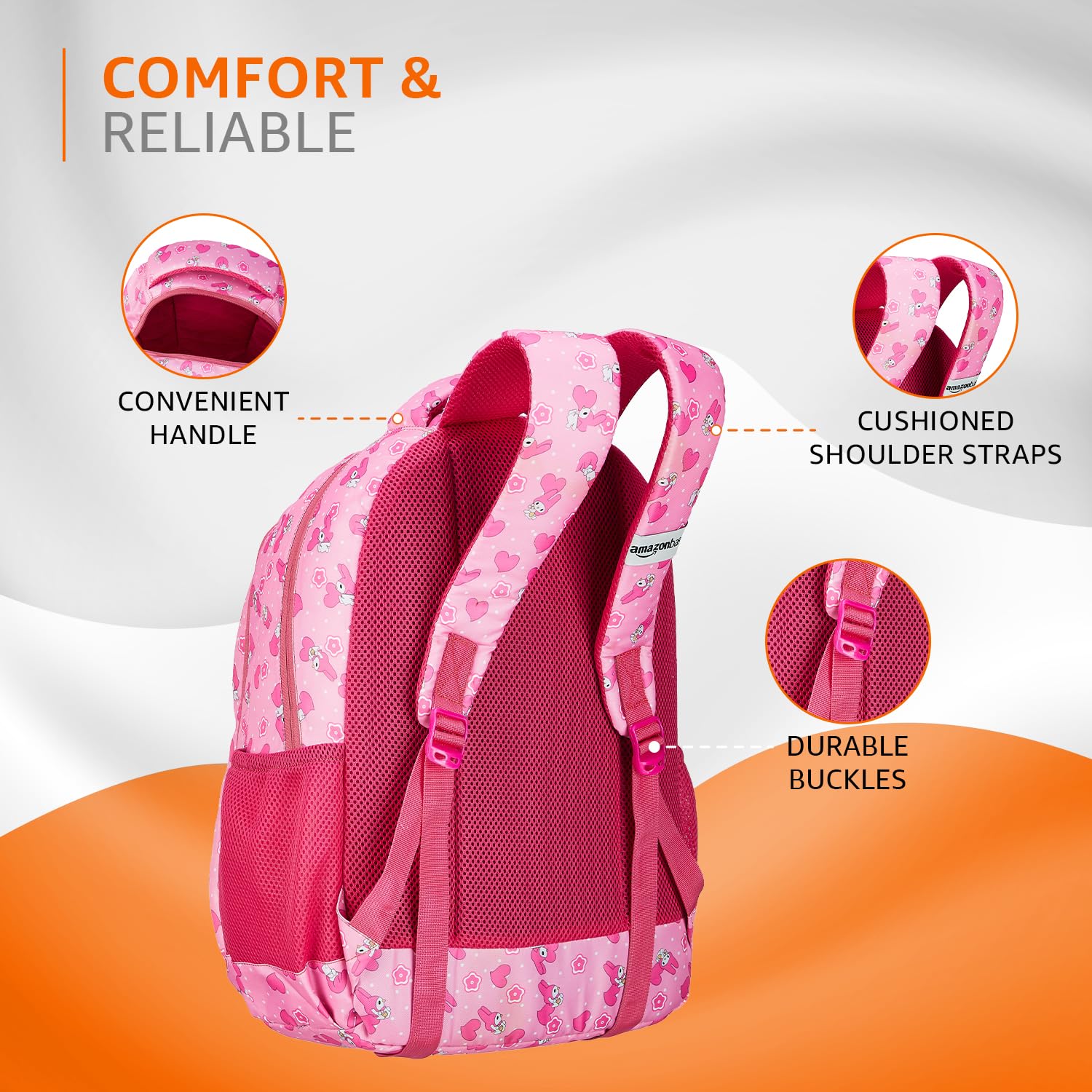 Diwali Sale Amazon Basics 26 L School Backpack For Boys &Amp; Girls | 4 Compartments With Durable Zippers And Back Padding | For School, Travel And Outdoors | 31.5 L X 19 W X 46 H Cm,Pink