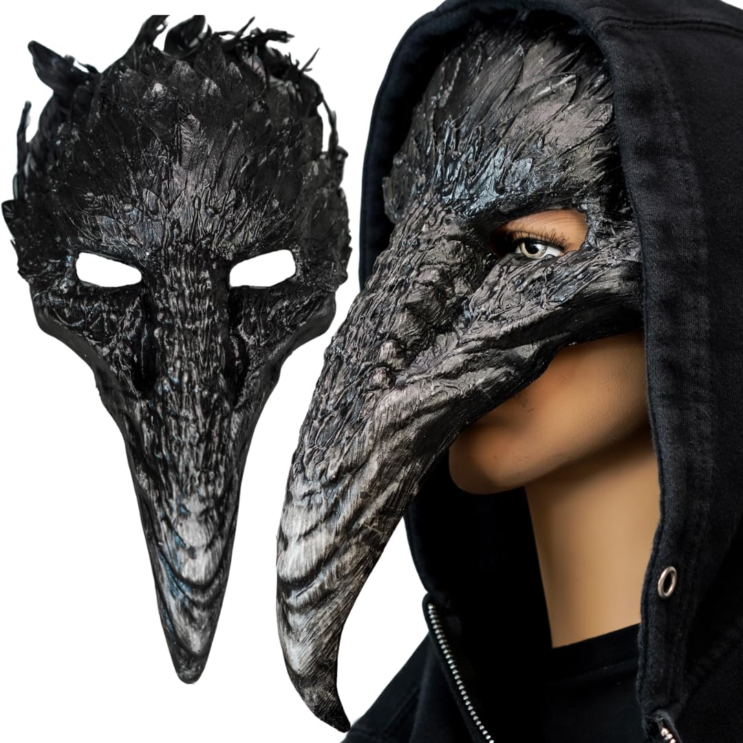 BEYOND Long Nose Plague Doctor Bird Mask Raven Skull Masquerade Mask Crow Falcon Eagle Animal Halloween Costume Cosplay