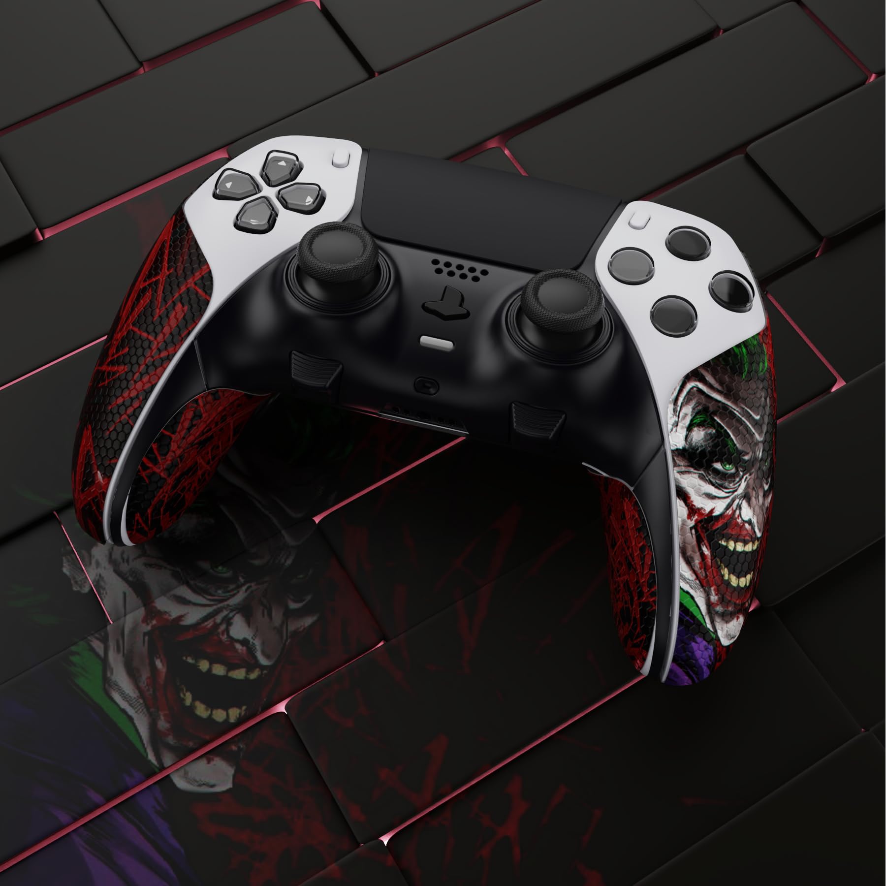 playvital Protection pour ps5 Edge Grip Manette Sticker,Autocollant Skin pour ps5 Edge Controller Accessoires,Antidérapante Souple PU-Clown Hahaha