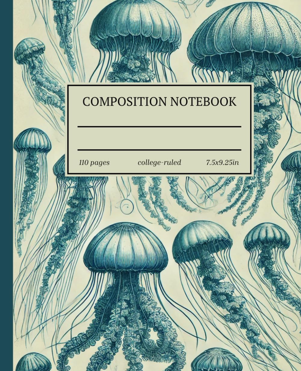 Composition Notebook College Ruled: Jellyfish Vintage Botanical Illustration | Cute Sea Life Aesthetic Journal For School, College, Office, Work | Wide Lined Paperback – July 16, 2024