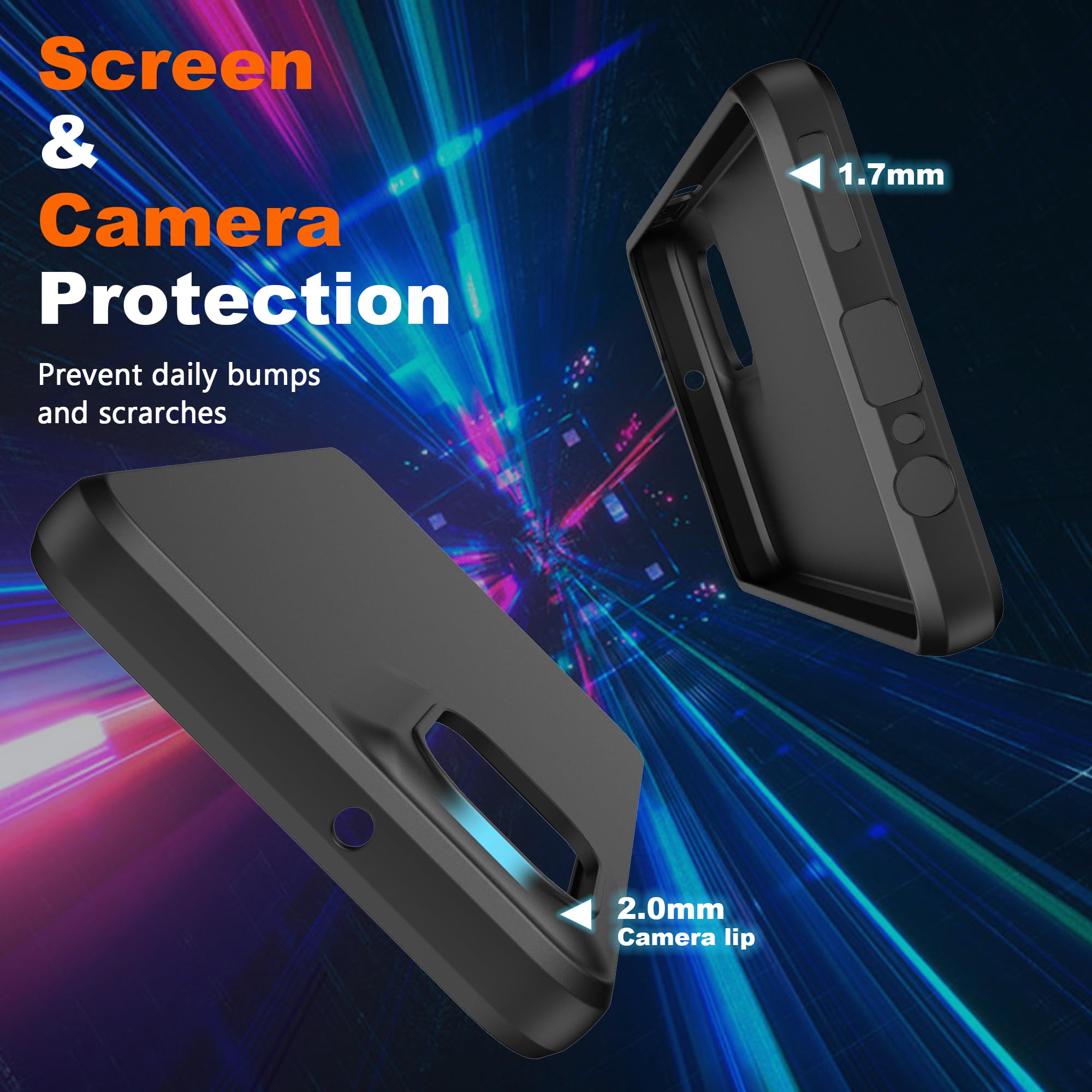Custodia Rigida Opaca Nera Per Motorola Moto G55 5G, Con Vetro Protettivo 9H Per Display Incluso, Cover TPU Antiurto