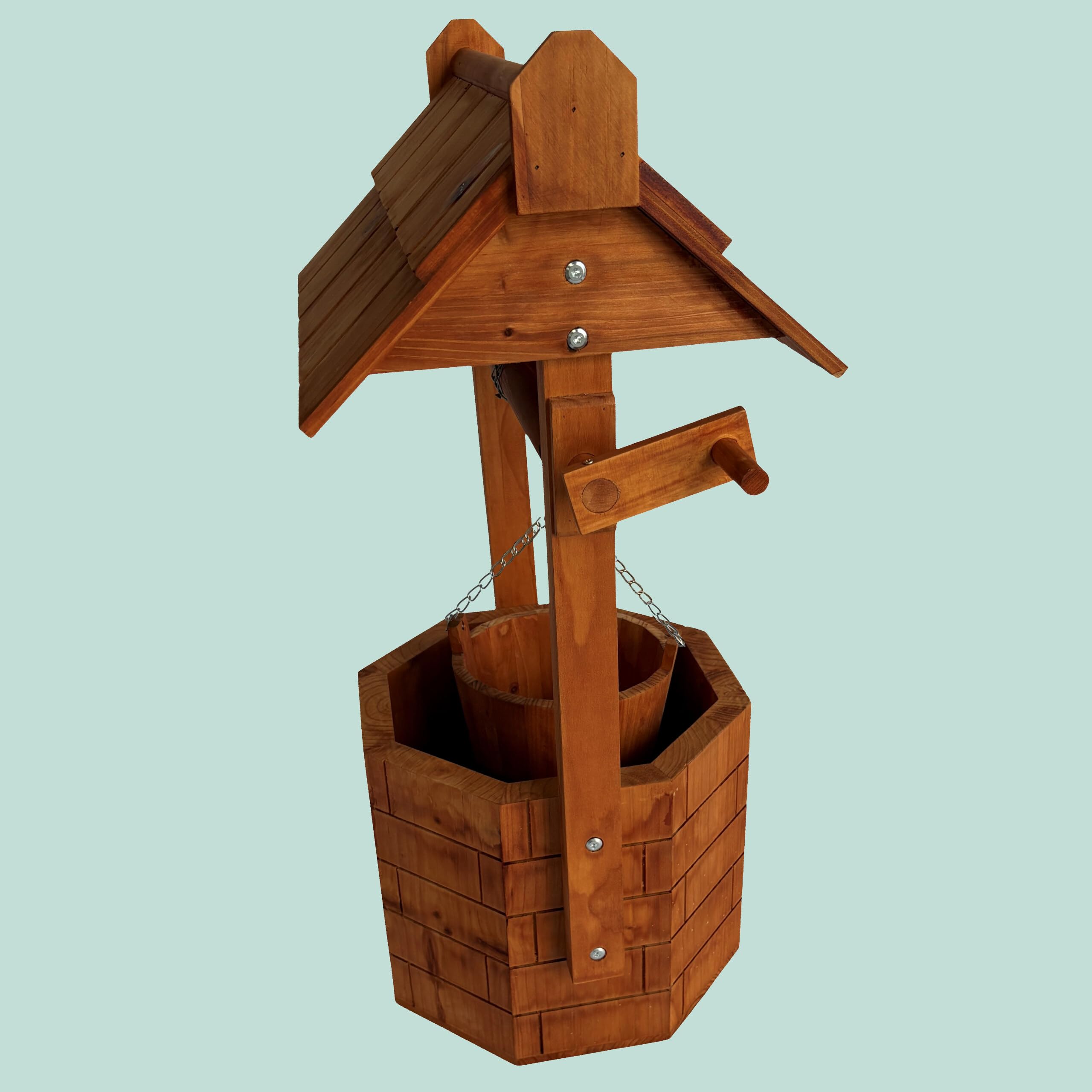 Relaxdays Puits décoratif Effet Brique pour Jardin, en Bois, Orange, 75 x 43 x 31 cm
