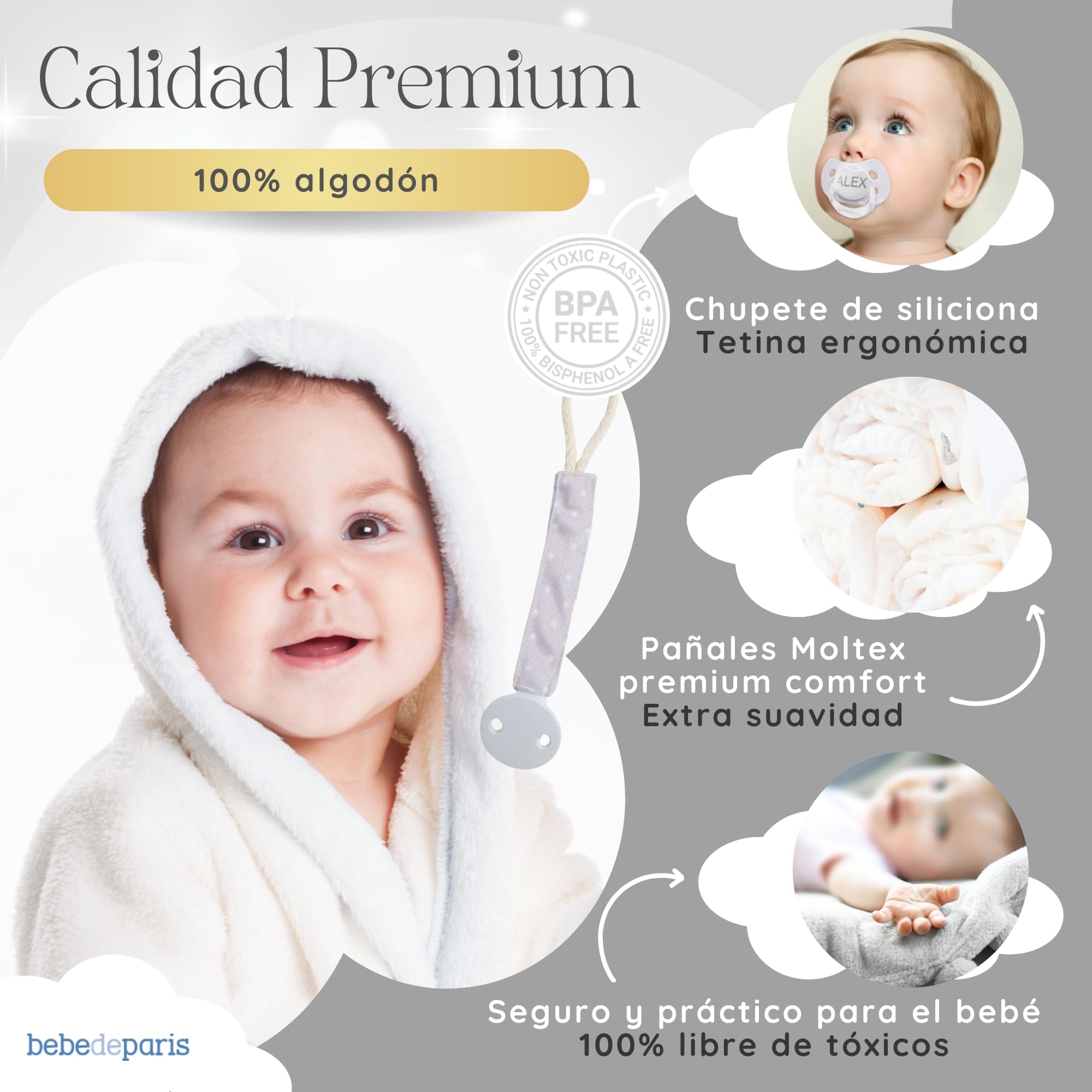 Tarta de Pañales para Recién Nacida con Manta Bordada + 15 Pañales Talla 2 + Chupete Personalizado Neutro | BebeDeParis