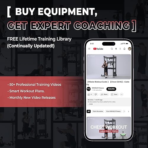 Miniatura 6 de Mikolo Smith Machine, estante para sentadillas de 2200 libras con sistema LAT-Pull Down y máquina cruzada de cables, equipo de entrenamiento con