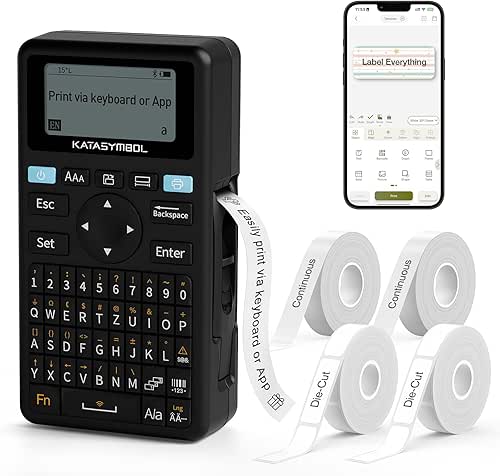 SUPVAN E11 Bluetooth Label Maker Machine with 4 Tapes, Support