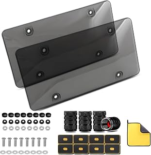 2-Pack Transparent License Plate Covers for US Cars - Scratch-Proof, UV-Resistant Polycarbonate Protectors with Screws