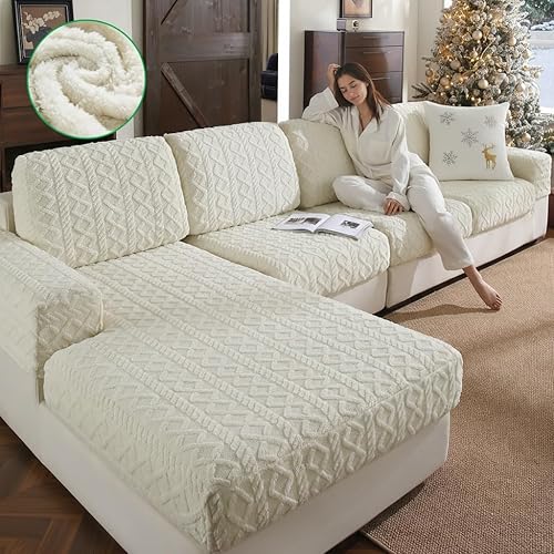 Fundas de cojín para sofá, funda de sofá de vellón súper suave y grueso, funda elástica para sofá seccional, lavable, apta para mascotas,