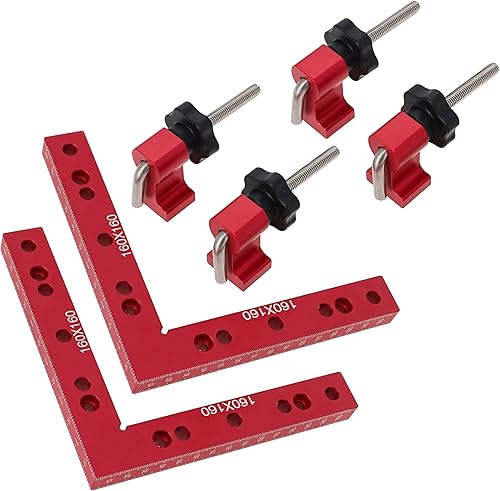Deadwood Crafted Tools Juego de abrazaderas de ángulo recto de 90 grados, abrazaderas de esquina cuadradas de 6.3 x 6.3 pulgadas para carpintería,