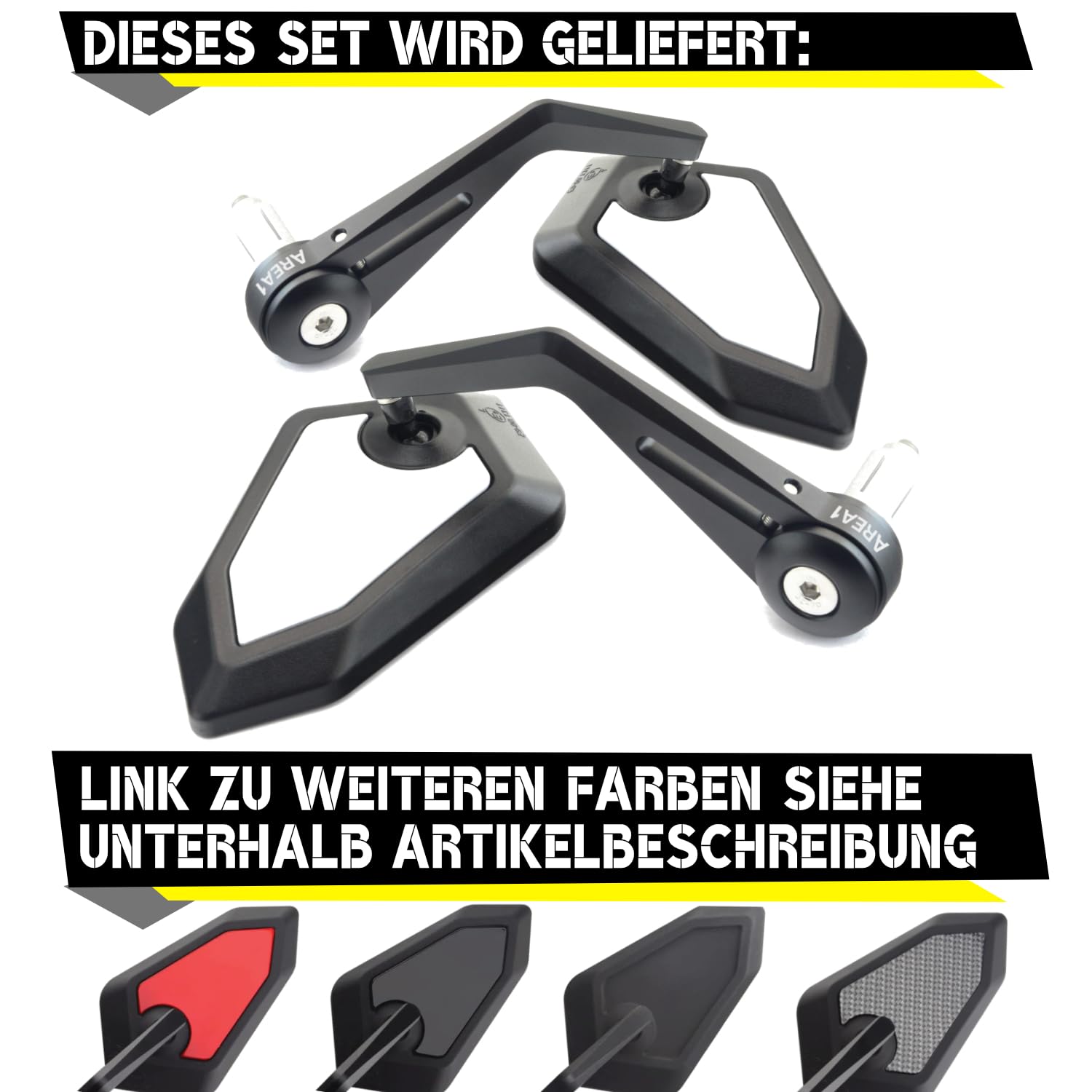 Area1 Set Specchietti Retrovisori Per Moto M8/M10 – Omologati E, Design F1 Carbon, Con Adattatori Per Multistrada E Altri - 5