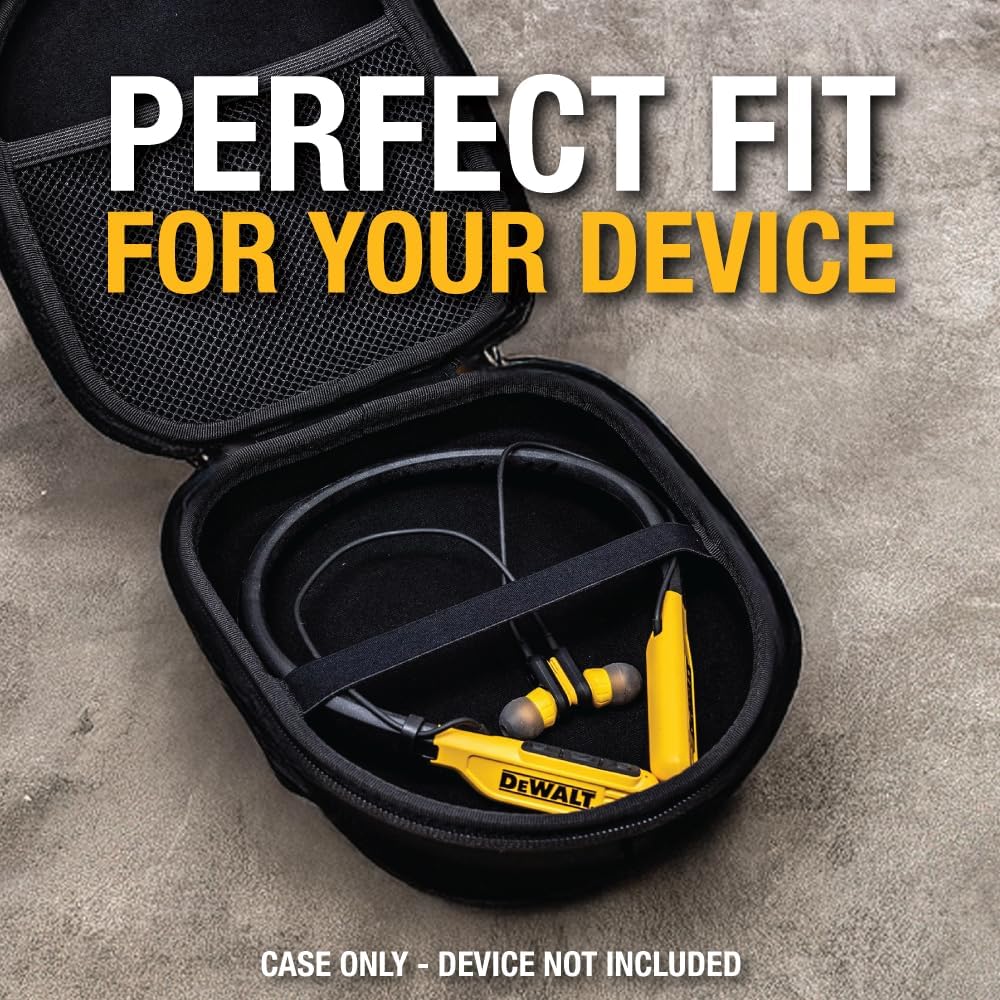DEWALT Heavy Duty Protective Headphone Case for Neckband Earbuds, Compact Lightweight w/EVA Earphone Hard Shell Case, Headset Travel Carry Shockproof, Water-Resistant, Soft Interior & Accessory Pocket - Image 4