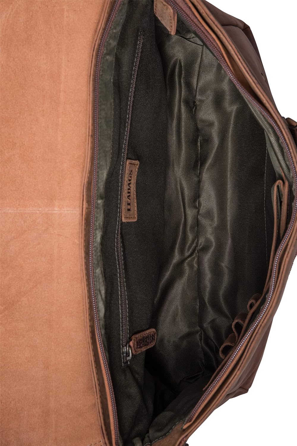 LEABAGS Oxford Laptoptasche Leder Herren Damen 15 Zoll – Messenger Bag Echtleder – Arbeitstasche Umhängetasche 38x31x10 cm