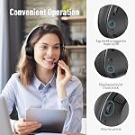 H300 Wireless Headphones Bluetooth with Microphone, Over Ear Headsets with Environmental Noise Cancelling Retractable Mic, USB Dongle & Mute for Office Laptop Computer Chromebook Smartphone