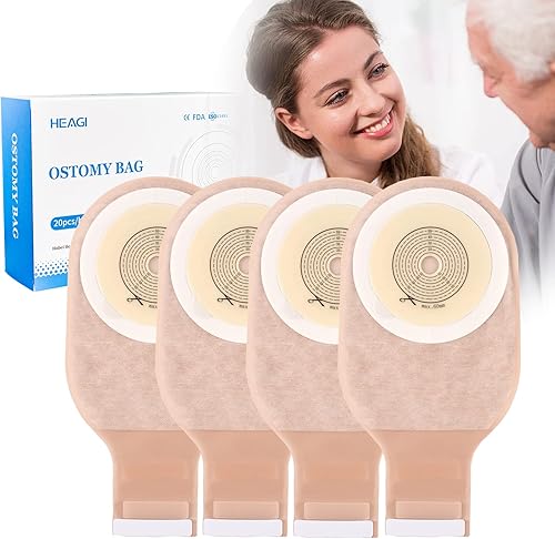 Paquete de 20 bolsas de colostomía bolsa de ostomía de una pieza suministros de ostomía bolsas drenables de corte para ajustar de 15 a 2362in con