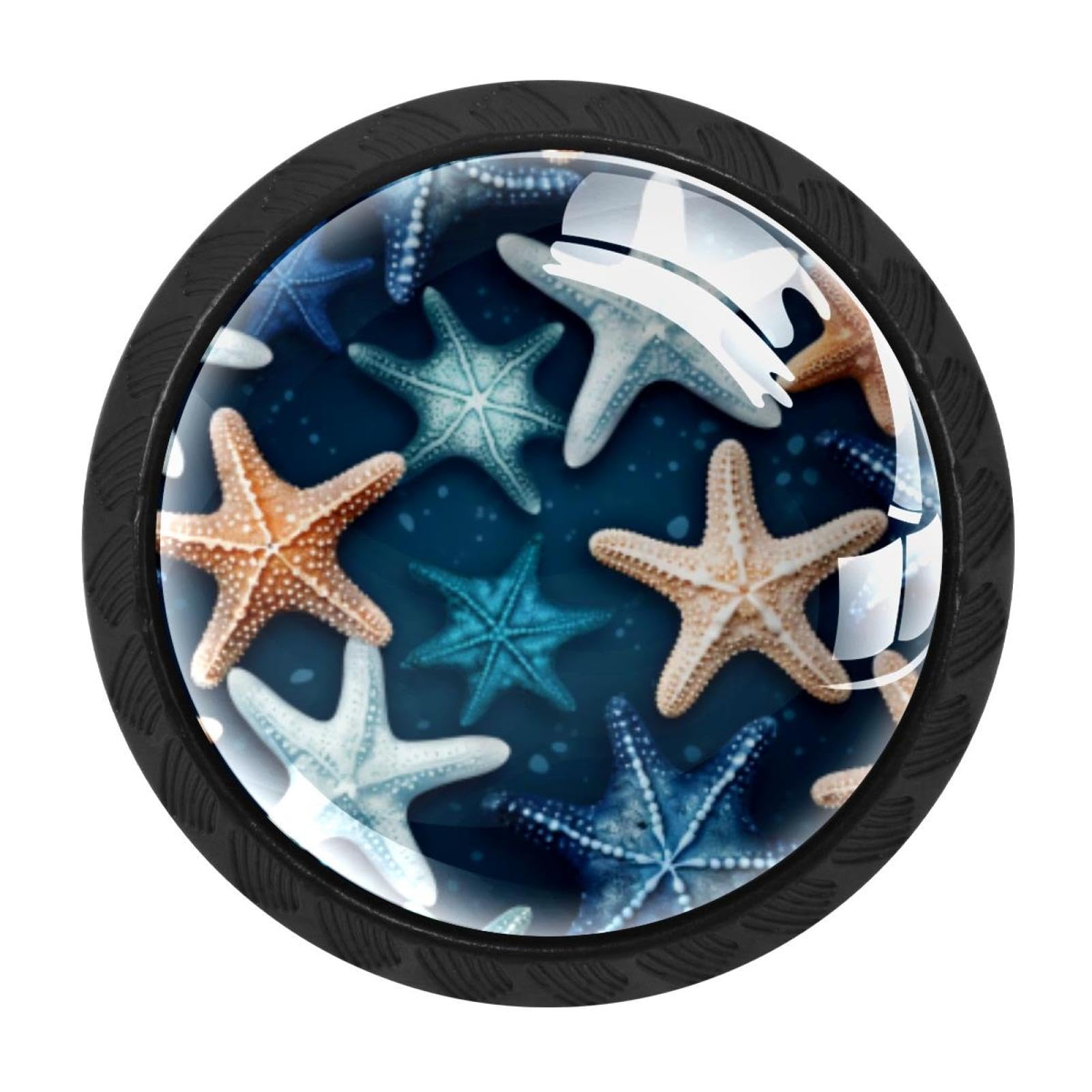 CHENZZZZ 4 Pack Cabinet Handles Black Starfish Cabinet Knobs Draw