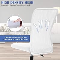 Vista 6 de Juego de 2 sillas ergonómicas, bonitas sillas de escritorio de oficina ajustables sin brazos con respaldo de malla y asiento grueso suave, cómoda