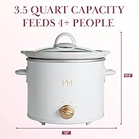Vista 6 de Paris Hilton Olla de cocción lenta manual de 3.5 cuartos, cuenta con tres configuraciones (Bajo, Alto, Tibio), inserto de gres naturalmente Blanco