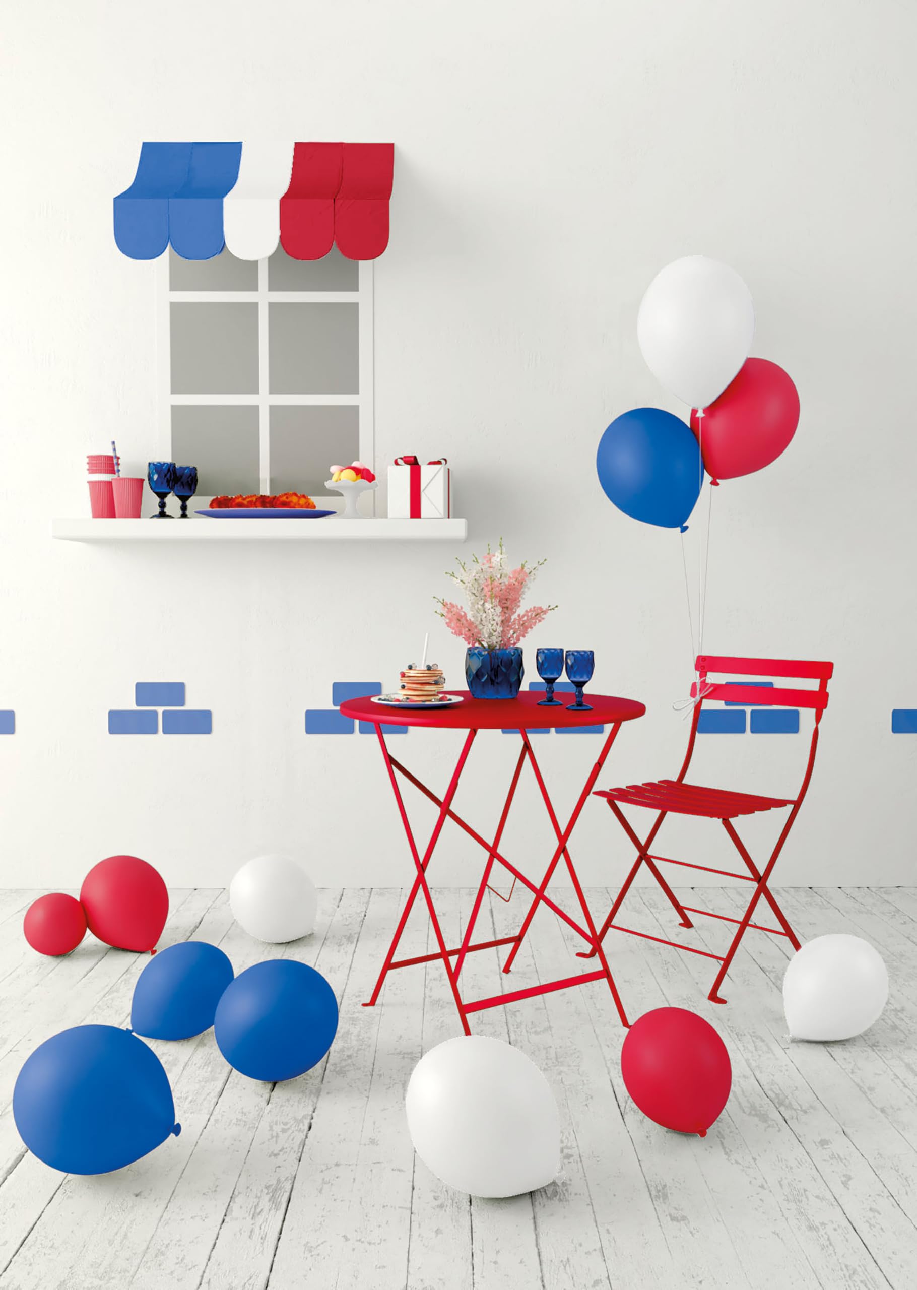 Éventail Tricolore P'TIT Clown - Bleu Blanc Rouge, Ø40cm - Pour Supporter La France, Matchs, Fêtes