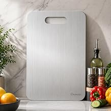 HOMEZE 304 Stainless Steel Chopping Board with Handle 35 x 25 cm | Double-Sided Non-Stick Cutting & Dough Kneading Board | Rust Free, Food-Grade, Heavy-Duty, Dishwasher Safe Premium Kitchen Board